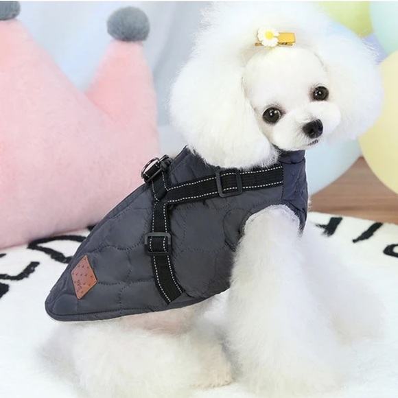 PSM BPS Quilted Warm Gray Dog Coat w/Soft Non Irritating Inside For XS Small Dog - Picture 8 of 12